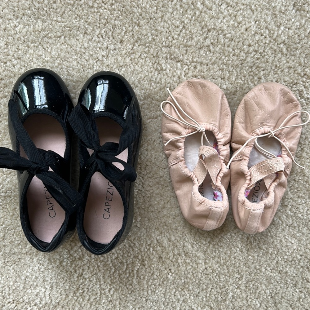 Little girls Capezio 10 wide ballet and tap shoe combo